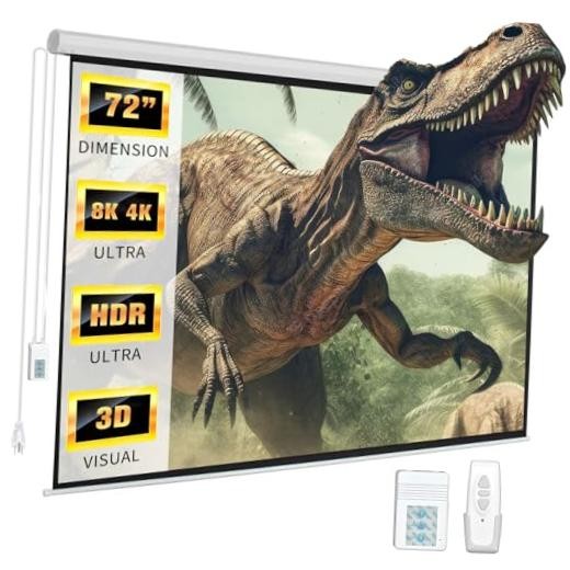 72 Inch Electric Projector Screen with Remote, Automatic 72" Diagonal (16:9)