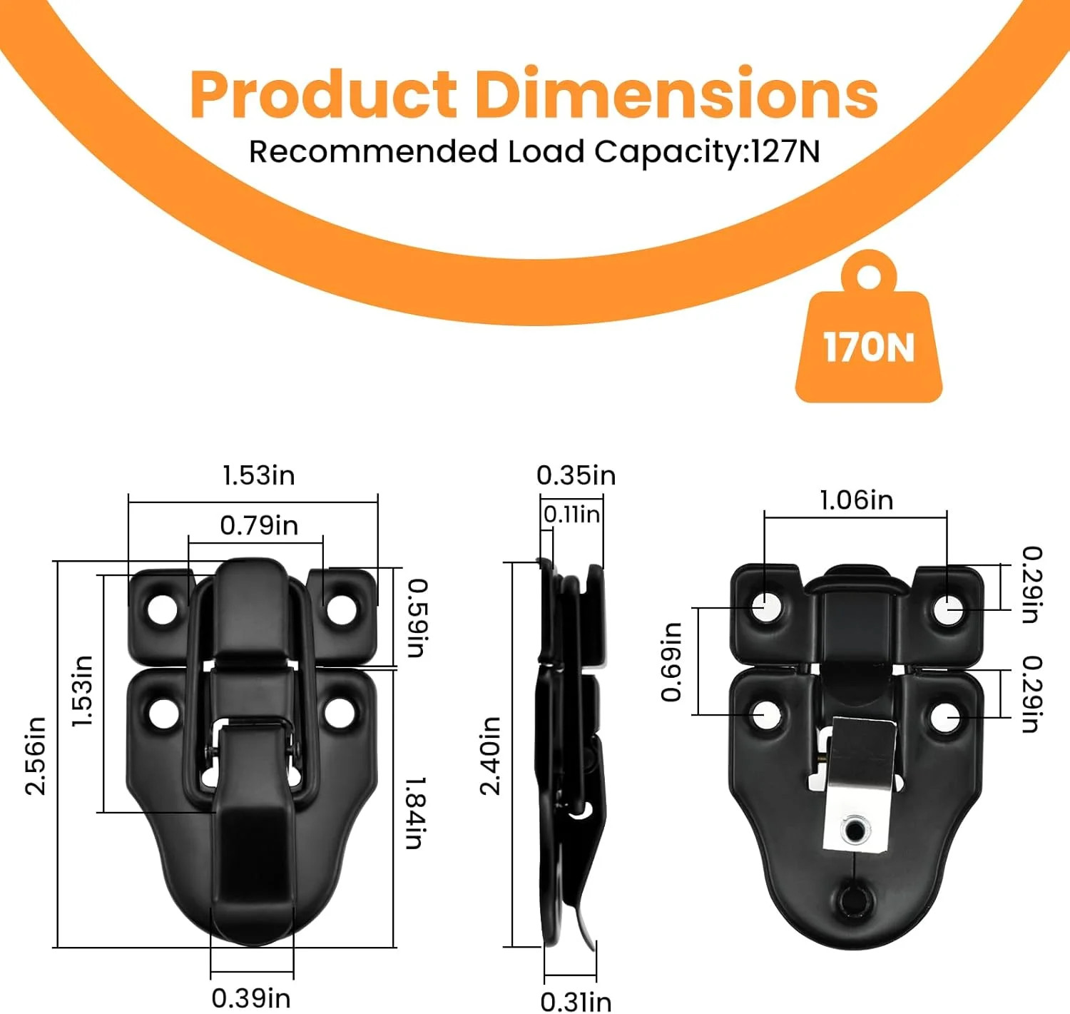 Toggle Hasp Latches Hardware with Hardening Screws, 4 Pack Black | Classical Duc