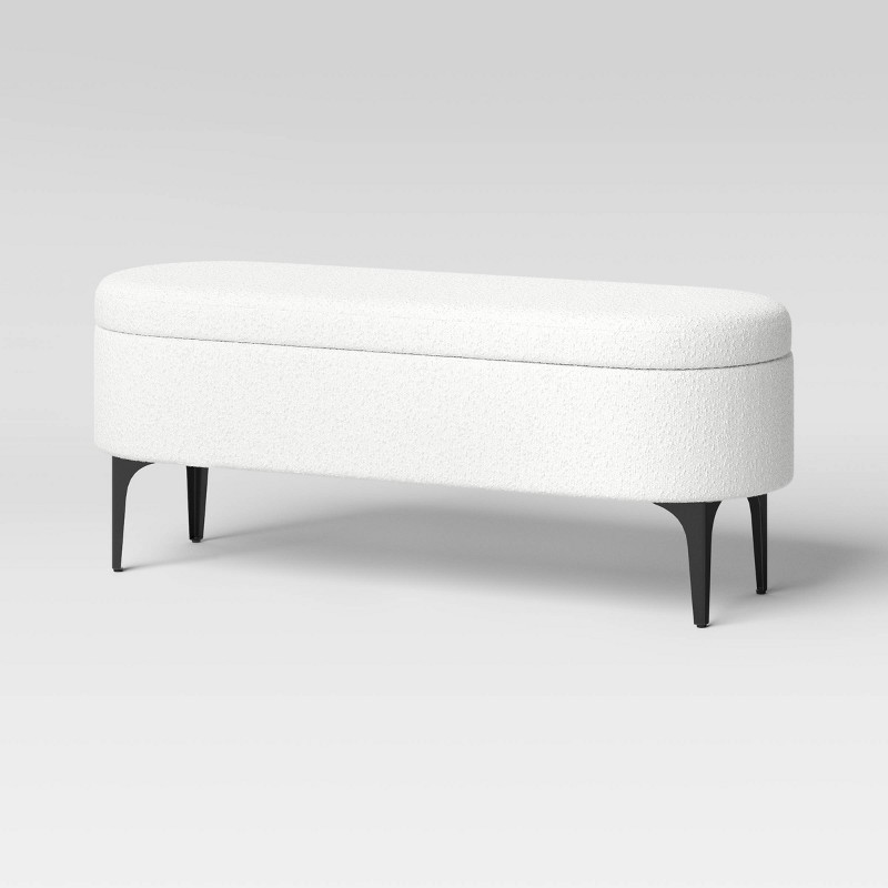 Storage Bench with Metal Legs Cream Boucle