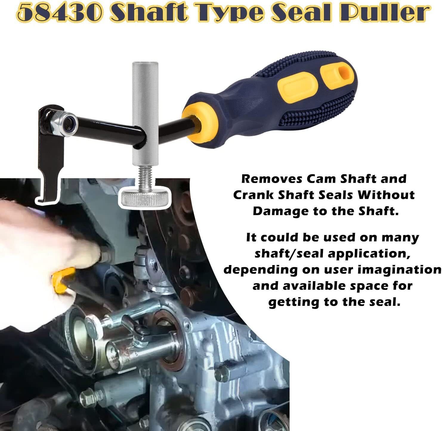 Cam Crank Shaft Seal Puller Auto Engine Remover Hand Tool Removing Pulling 58430