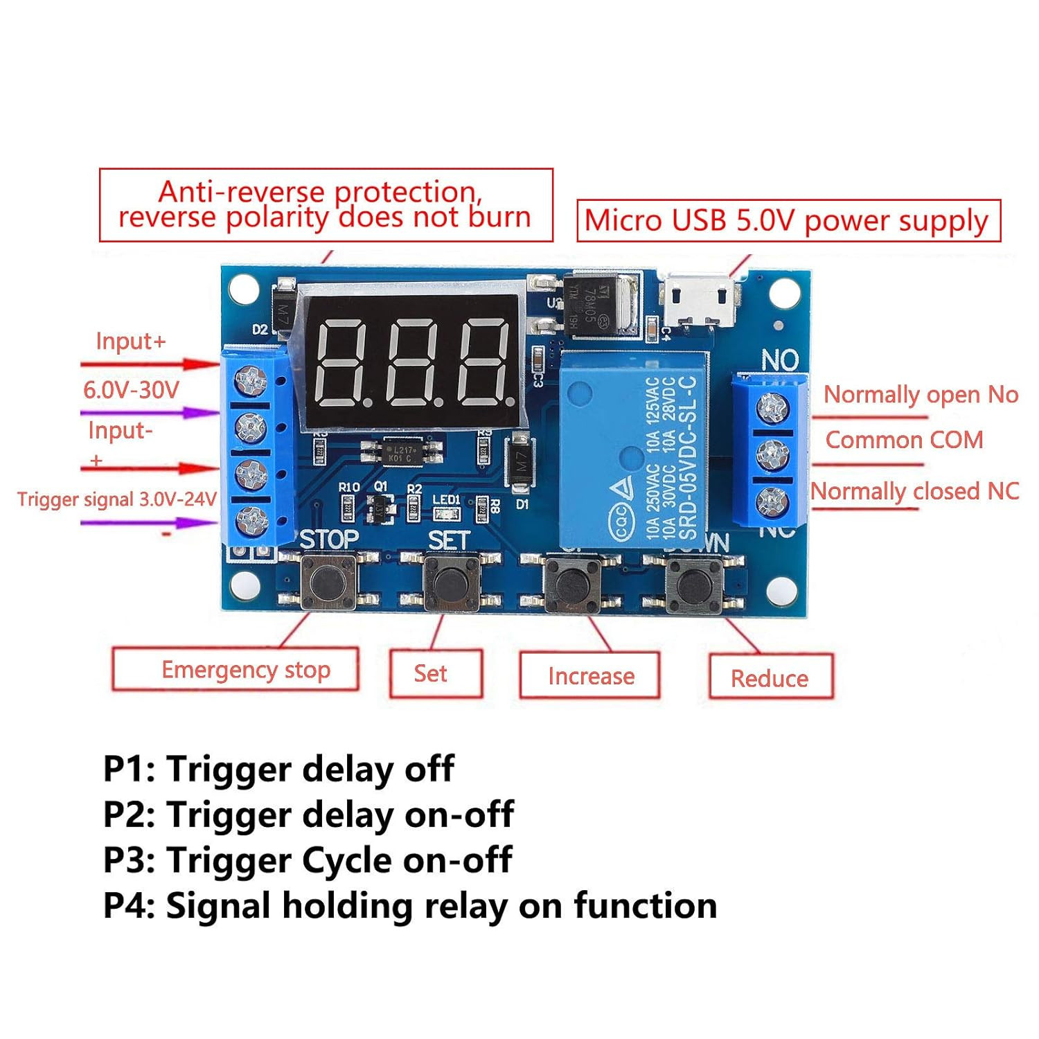 Relay Module Delay Power off Disconnect Delay Cycle Timing Circuit Switch JZ-801