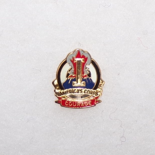US Army I Corps metal & enamel cloisonne lapel pin