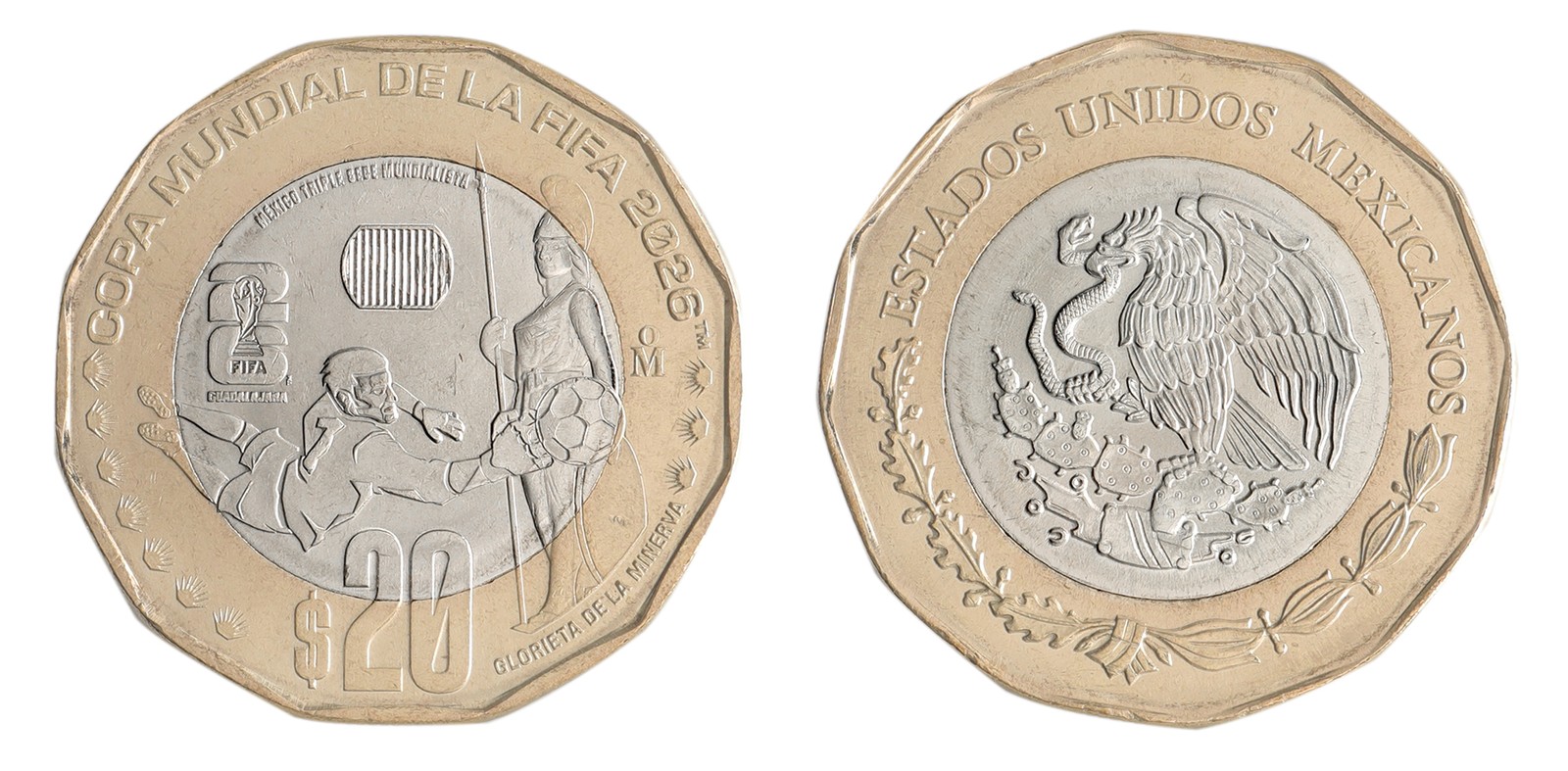 Mexico 20 Pesos, 2026, Mint, Commemorative, 2026 FIFA World Cup (Guadalajara)