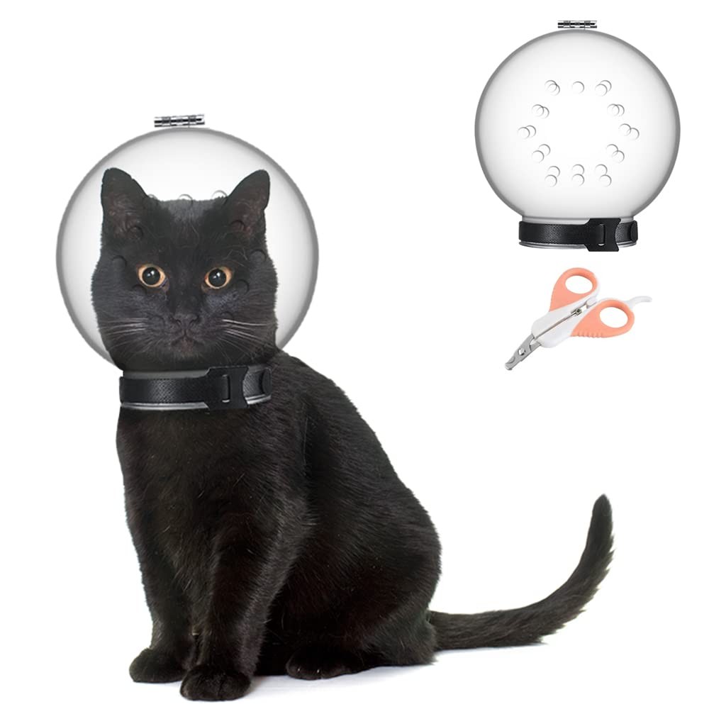Cat Muzzle Combo - Adjustable Cat Hood, Breathable Anti-Bite Muzzles to Preve...