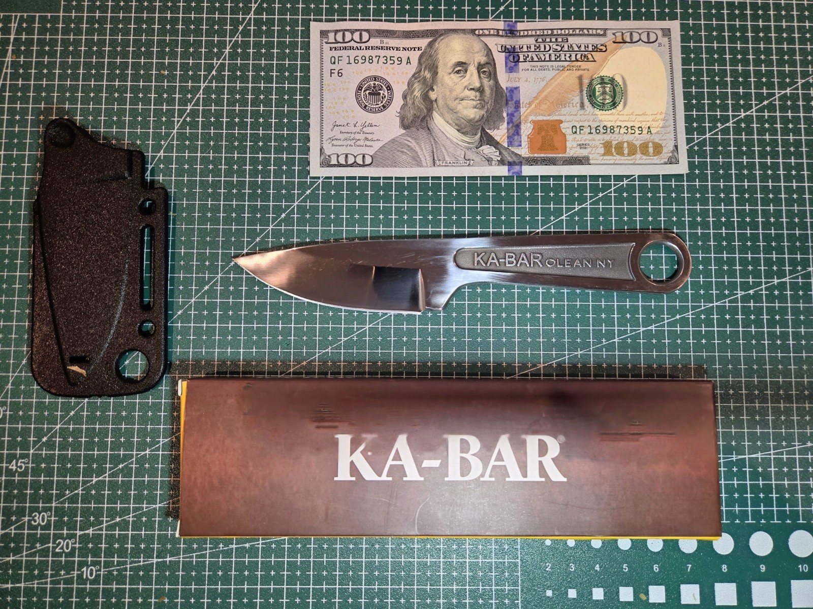 Ka-Bar Wrench Fixed Knife NEW  3" Blade 425 Carbon Steel One Piece