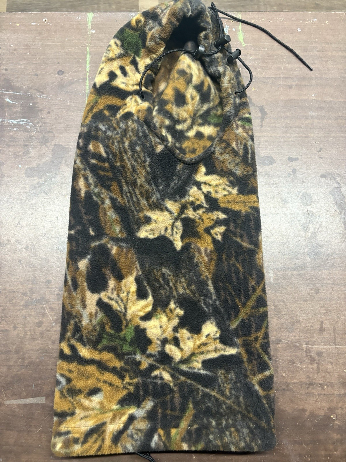 Vintage USA Made Camo Fleece Balaclava Hunting Face Mask Mossy Oak Style