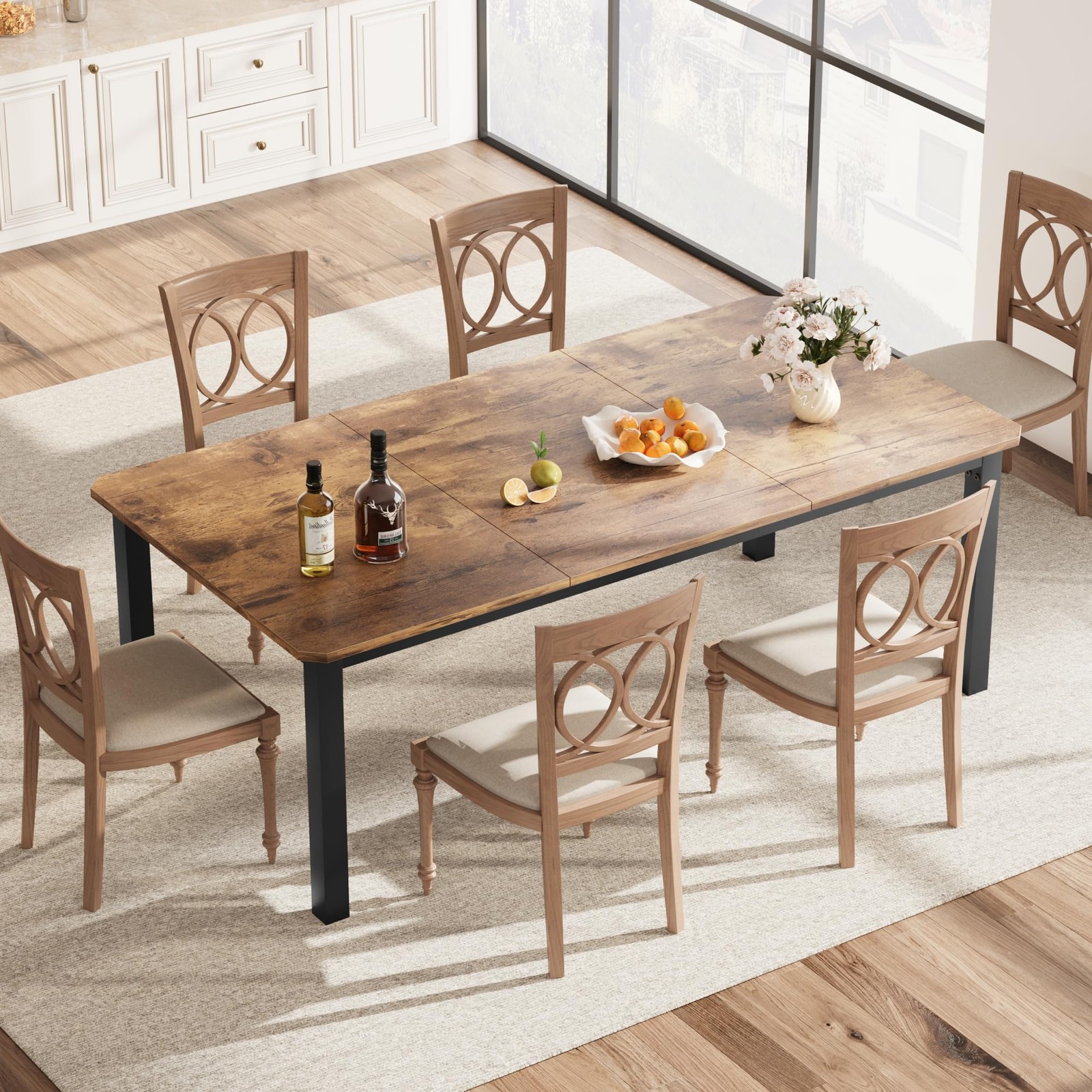 Rectangular Dining Table for 6-8 People, 78.7 inch Kitchen Table for Living Room