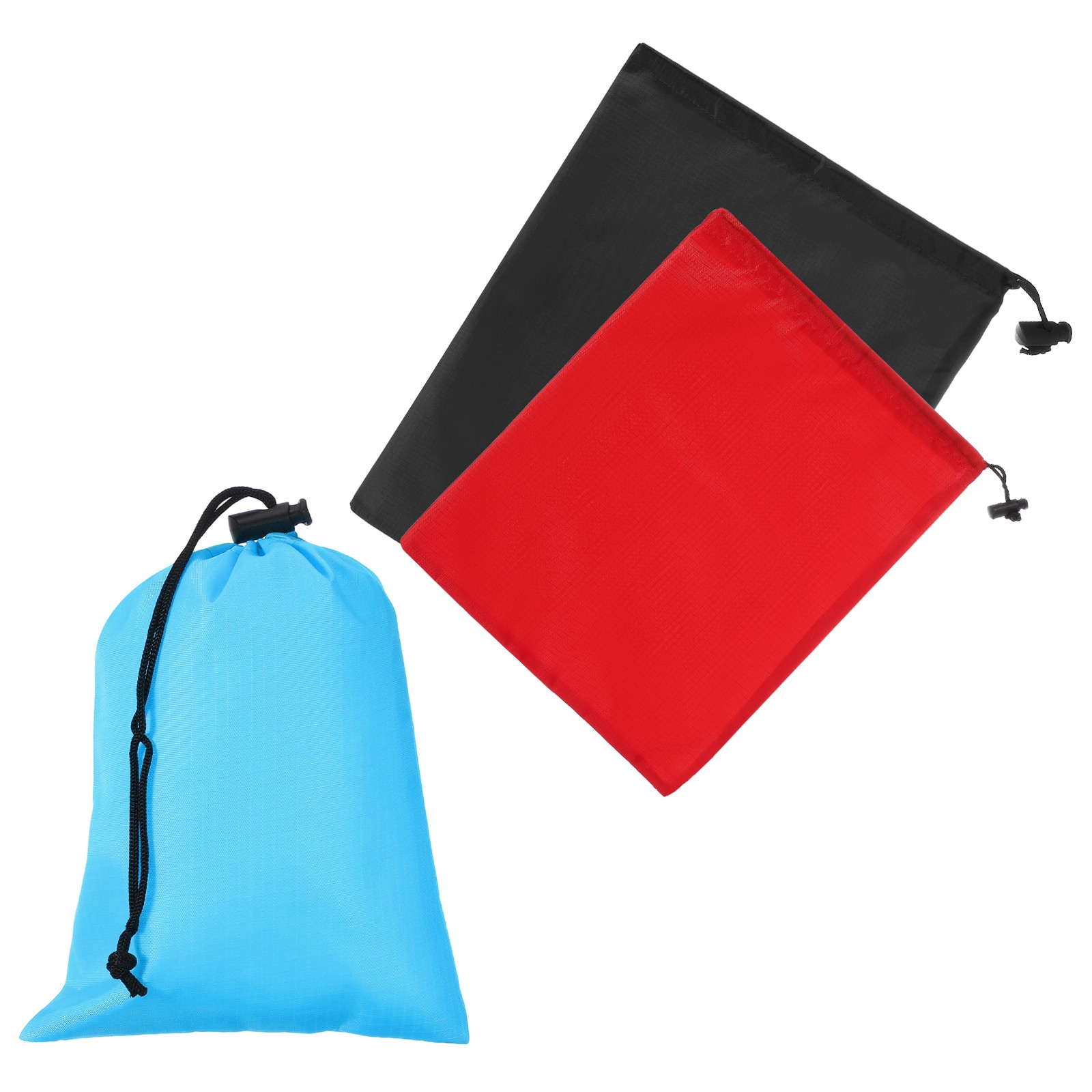 3 Pack Drawstring Bag with Toggle Stuff Sack Cinch Bag 3 Size Sky Blue/Red/Black