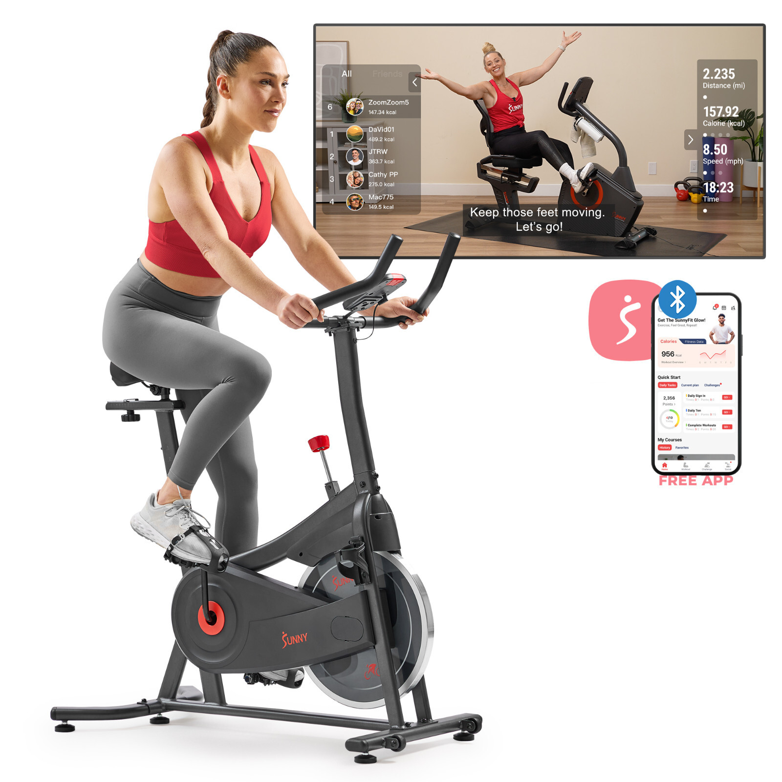 Sunny Health & Fitness ACTIVE 100 Smart Magnetic Cycling Exercise Bike