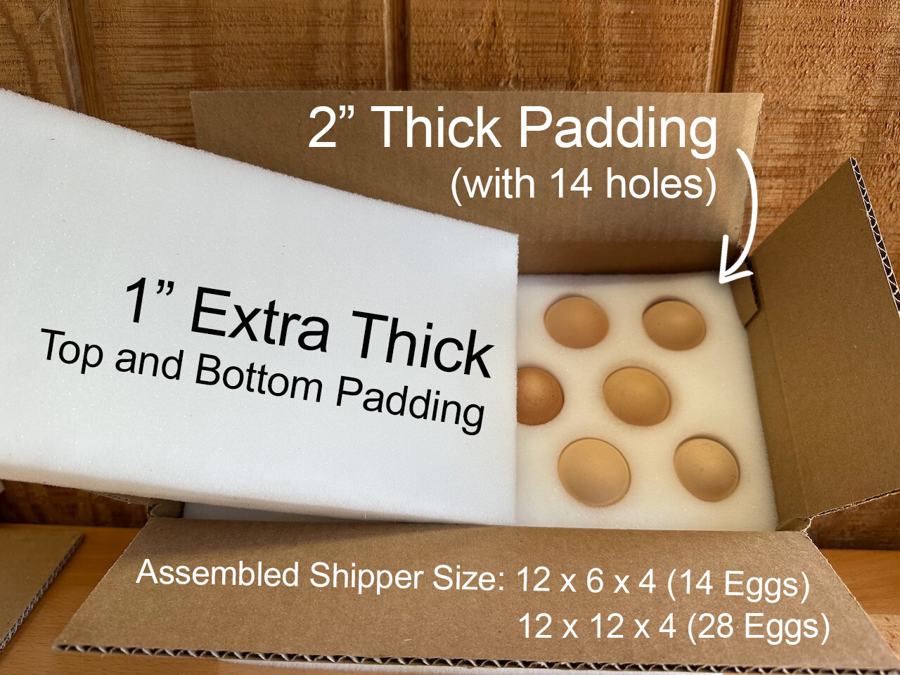 6 SETS - 14 Hole Foam Egg Shippers with Extra Thick Padding! (INCLUDES BOXES)