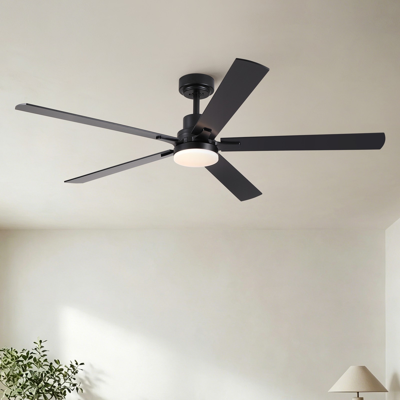 60"Ceiling Fan with Lights and Remote,Modern Farmhouse Ceiling Fan with Quiet DC