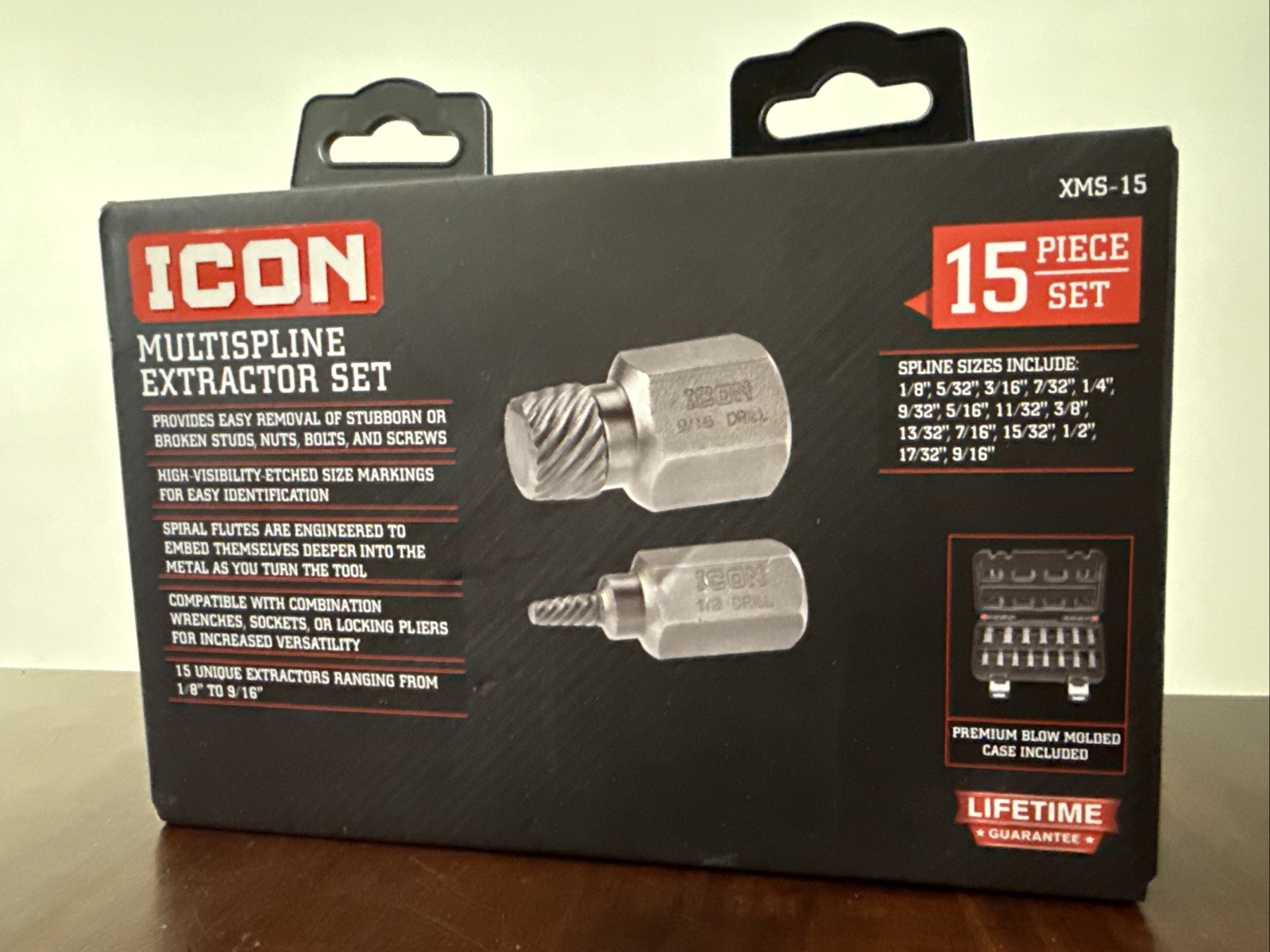ICON Multispline Screw Extractor Set, 15-Piece Professional New Sealed 59194