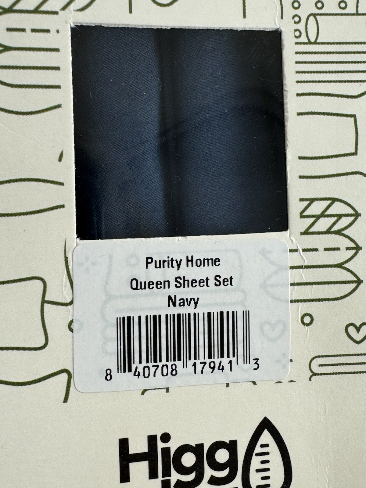 Navy Purity Home 400 Thread Count Performance Cotton Sheet Set Queen New