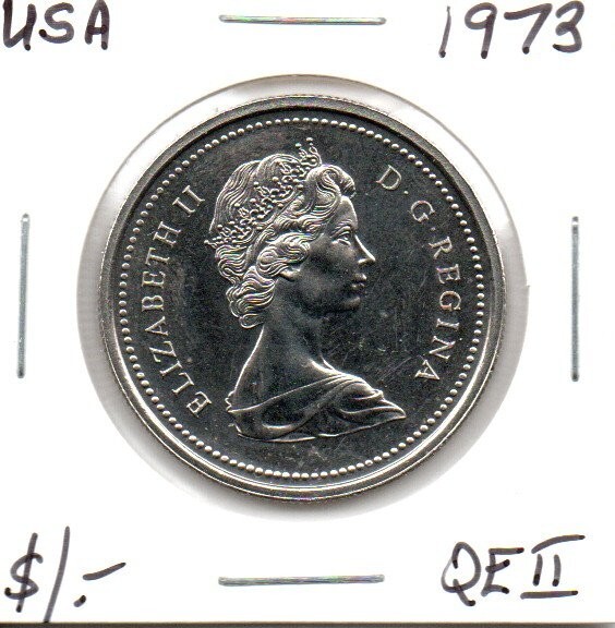 Canada 1 Dollar Coin 1973 Queen Elizabeth II As Pictured