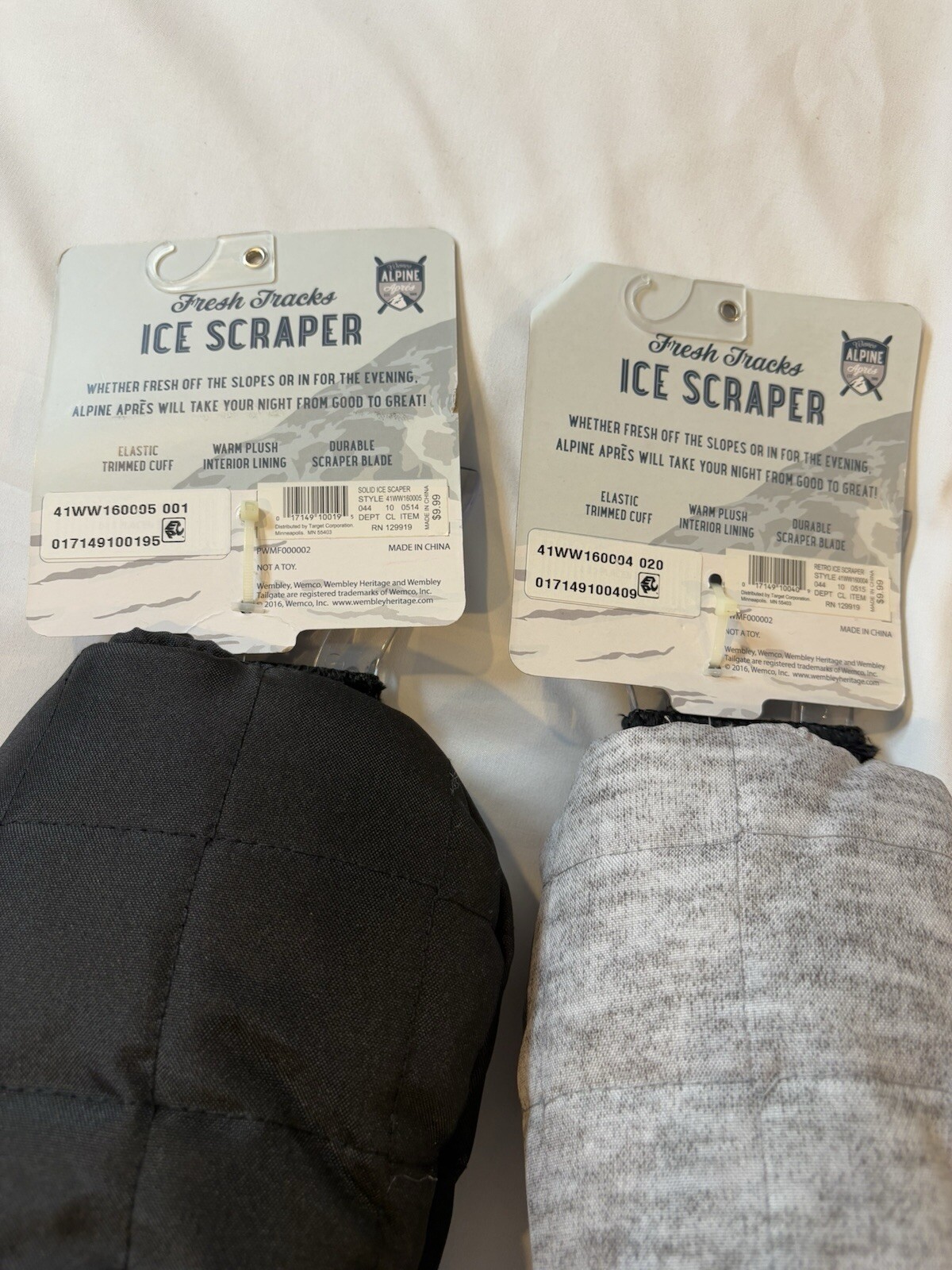 Ice Scraper De-Icer Tool 2 Pack with Waterproof Glove Lined Thick Fleece