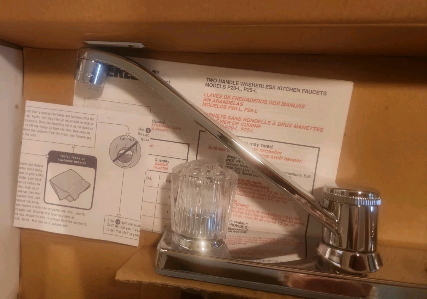 PEERLESS Chrome Kitchen Faucet Model P20-L 2 Hole Configuration New Open Box FP