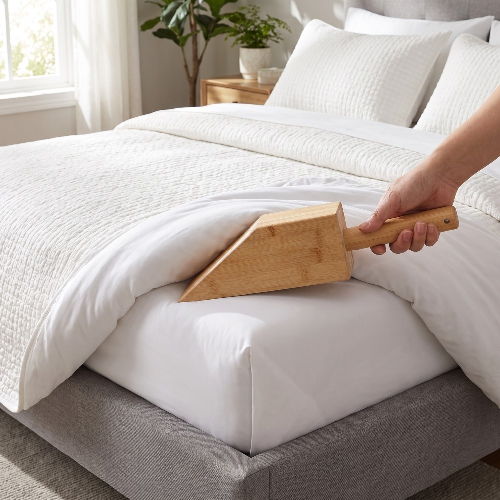 Ergonomic Bamboo Mattress Lifter for Easy Sheet Changing and Bed Making