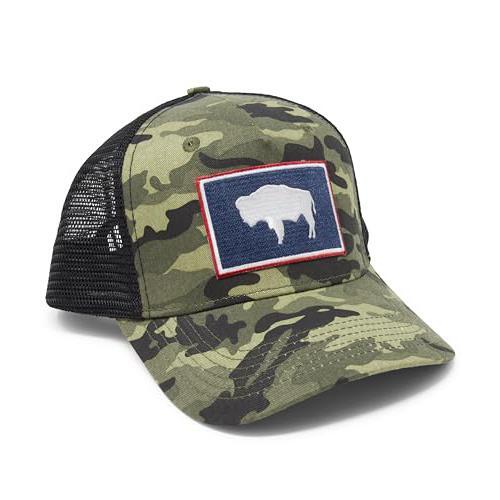 Wyoming Cap - Wyoming State Flag Trucker Baseball Snapback Hat (Camouflage)