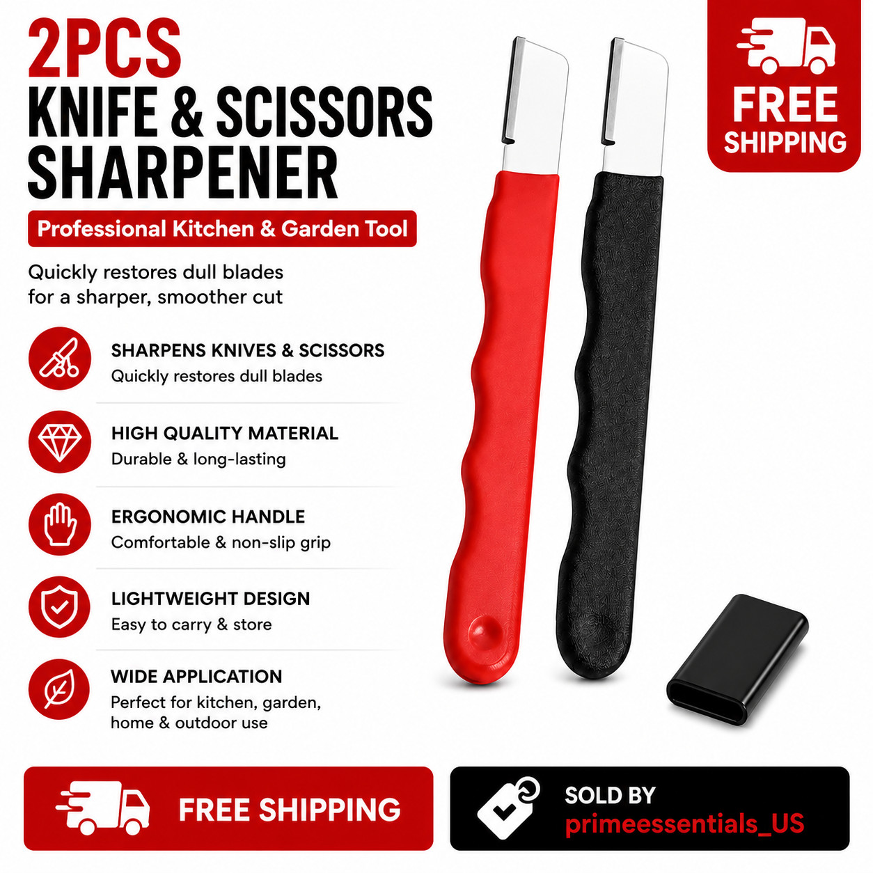 2PCS Knife & Scissors Sharpener Professional Kitchen Garden Sharpening Tool US