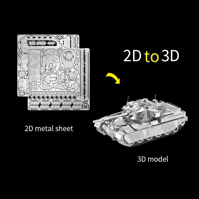 1:100 3D Metal Chief Tank MK50 Military DIY Vehicle Model Unassembled Kit