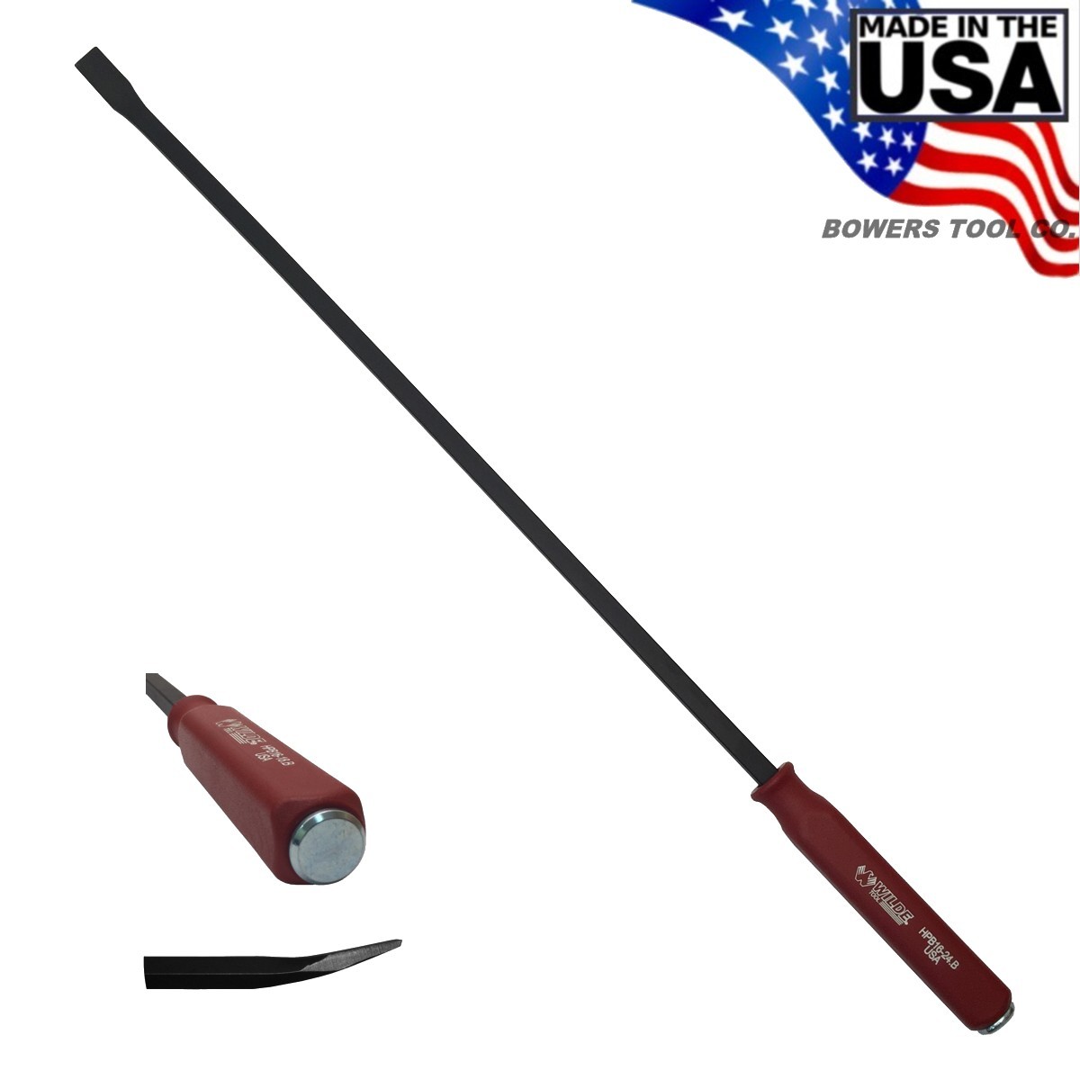 Wilde 31" Hard Cap Pry Bar Hammer Strike Handle Made in USA HPB16-24