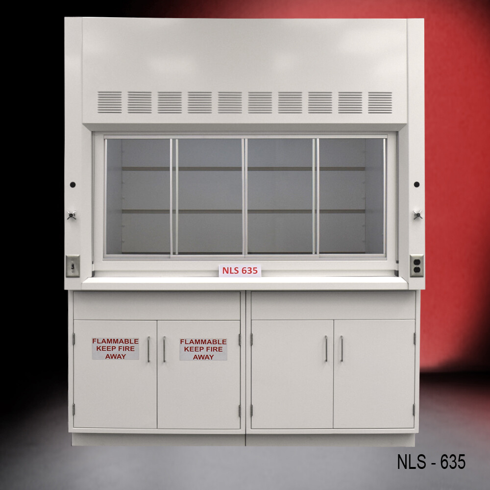 6' x 4' Fisher American Chemical Fume Hood w/ Flammable & General Storage E2-669