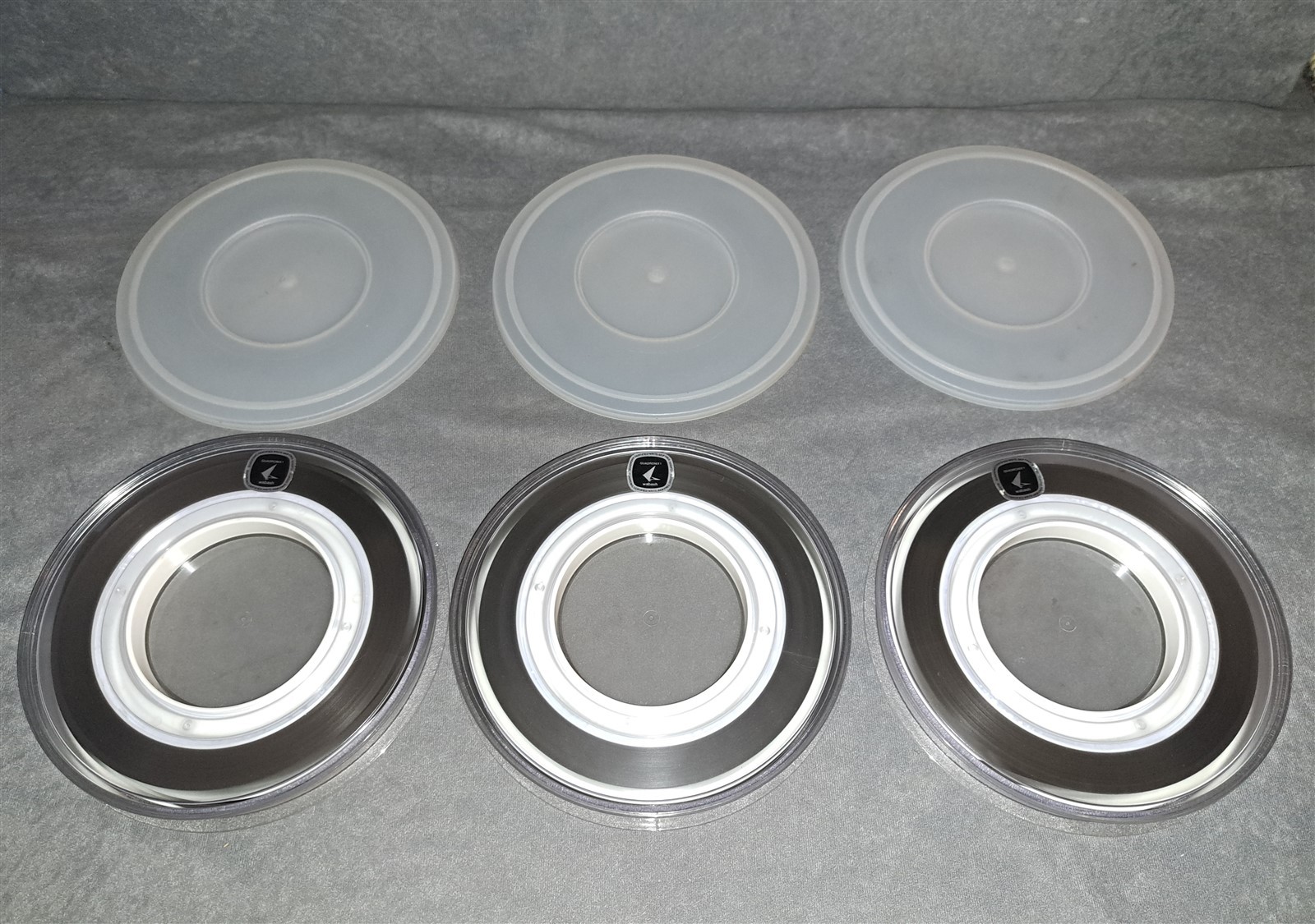 3 Quadronix 9-Track 7" Computer Data Magnetic Tape Reels [w/Cases] b