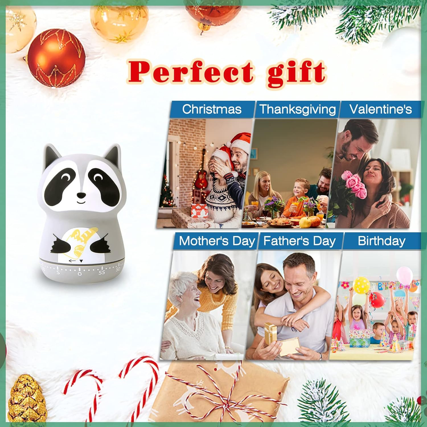 2 Pack Cute Kitchen Timer,100% Mechanical Timer for Kids,60 Minute Egg Timer for