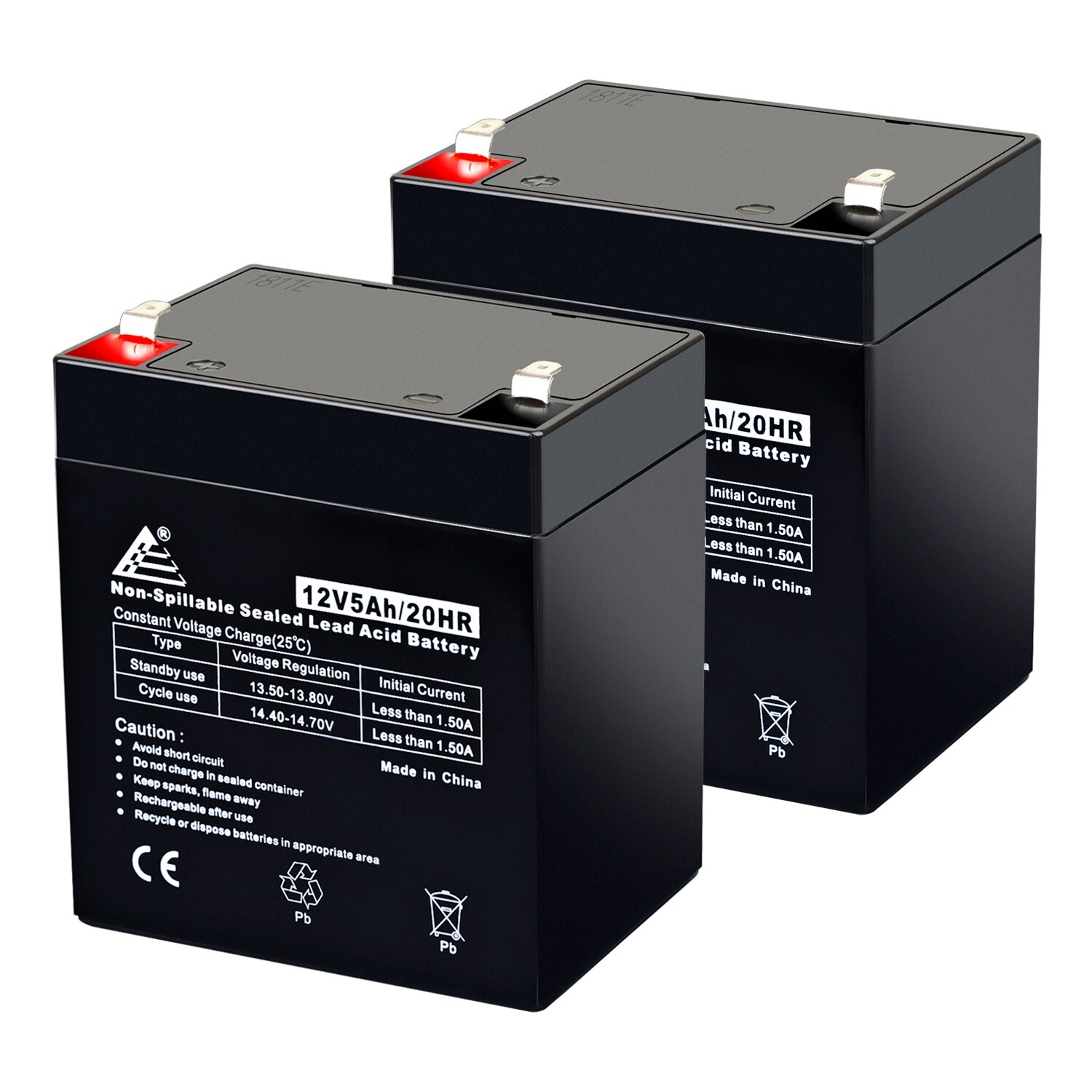 2 Pack - 12V 5Ah Scooter Battery Replaces 4.5Ah Enduring CB4.5-12, CB 4.5-12