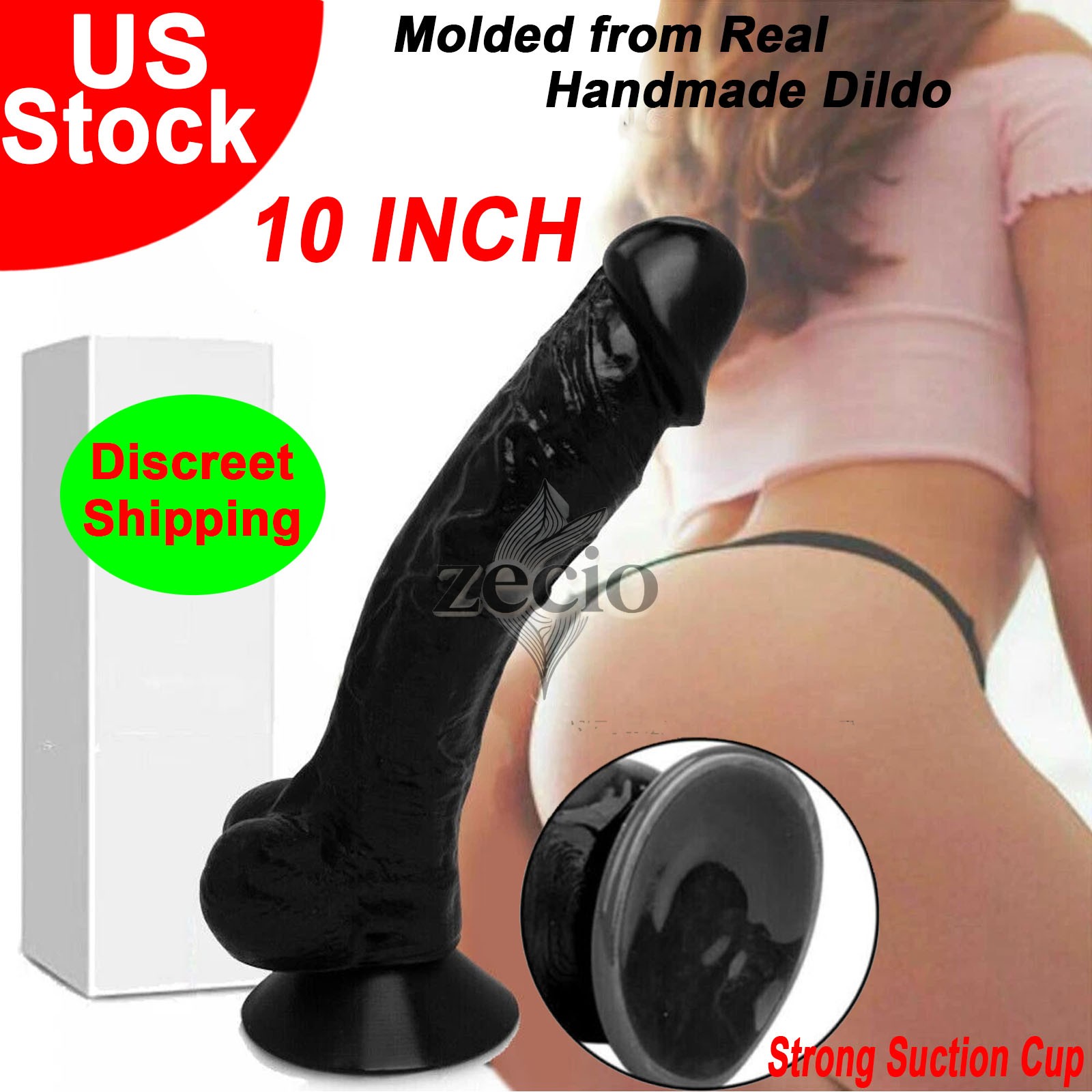 12" Inch-Huge-Realistic-Dildo-Black-BBC-Big-Penis-STRONG-suction cup-Sex Toy US