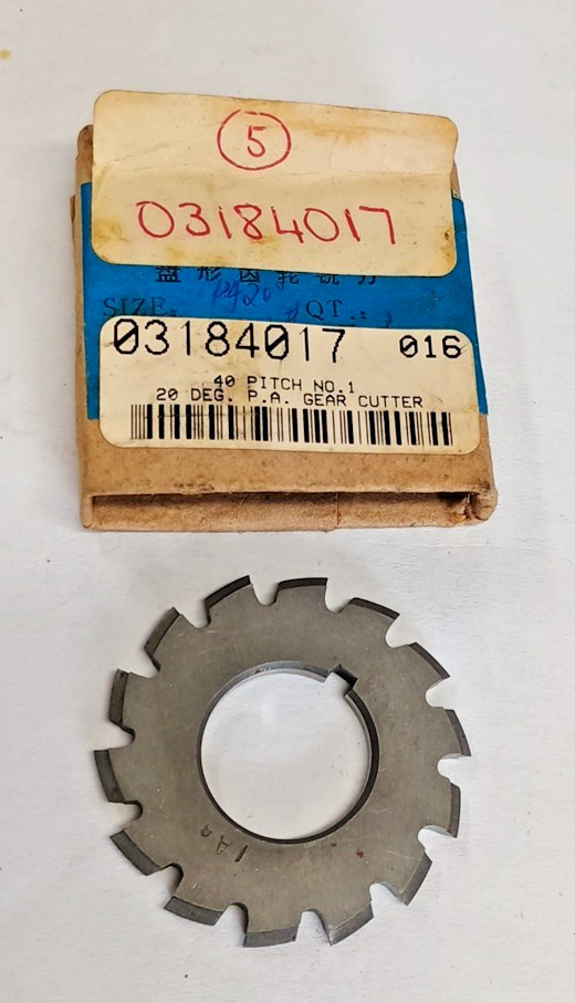 Gear Cutter 40 Pitch No.1 20 Deg P.A. 7/8 Arbor