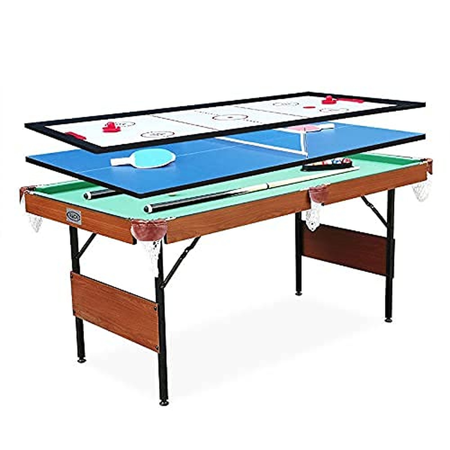 RACK Crucis 5.5-Foot Folding Billiard/Pool Table Green 3-in-1 Multi Game