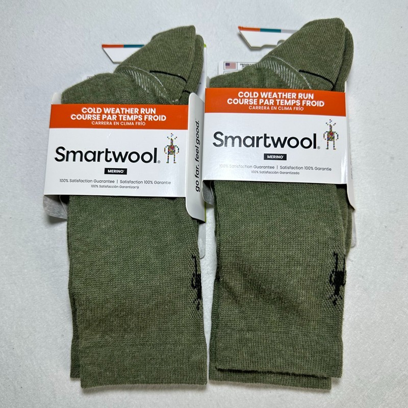 Smartwool 2 Pack Men's Run Targeted Cushion Crew Sock Merino wool Size L Green