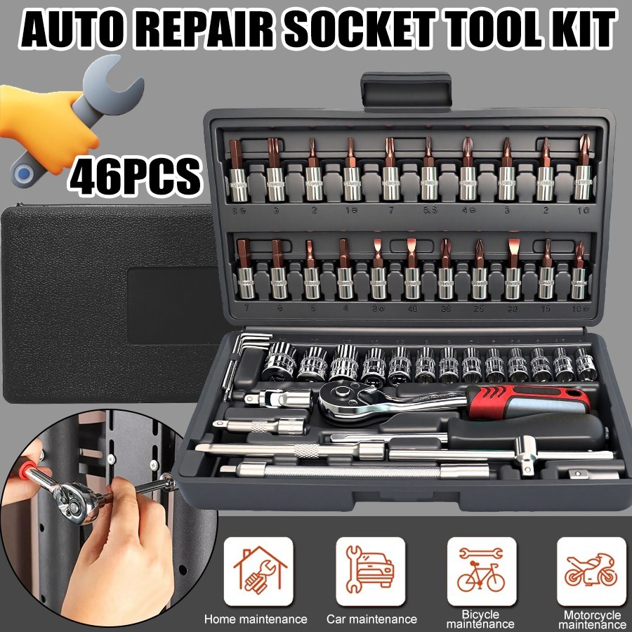 46-Piece Professional Tool Set, Multifunctional Toolbox