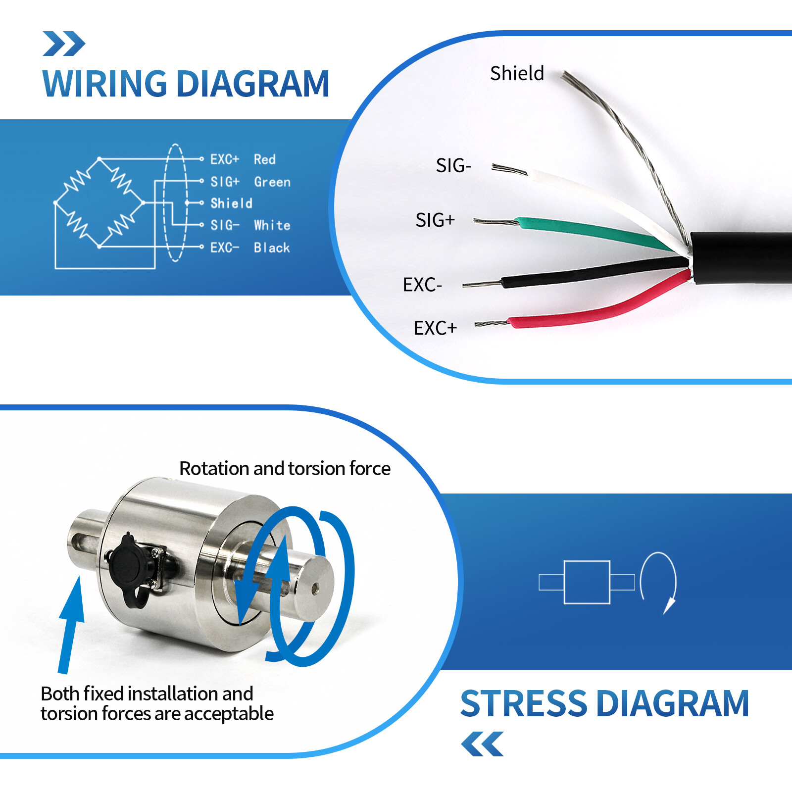 Static Torque Sensor Torsion Load Cell Industrial Rotary Measuring for Wrench