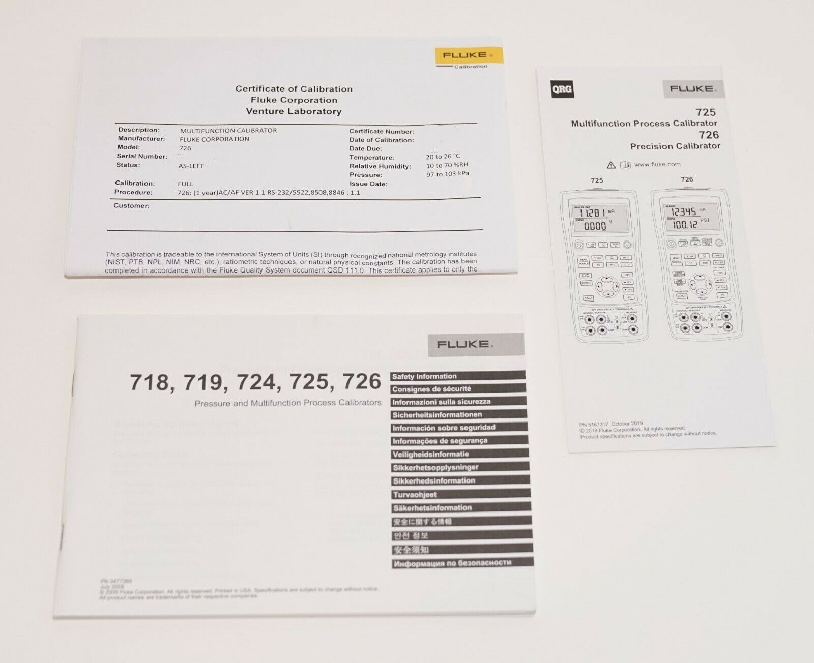 FLUKE 726 PRECISION MULTIFUNCTION PROCESS LOOP MA VOLT MV CALIBRATOR NEW USA 24