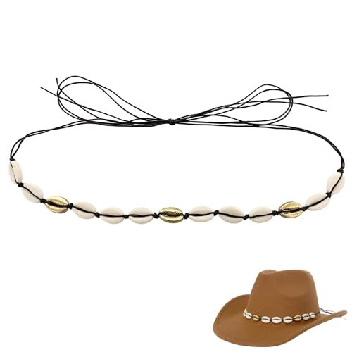 Sun Hat Band for Women, Summer Beach Wide Floppy Brim Hatbands Hat Belt, Conch
