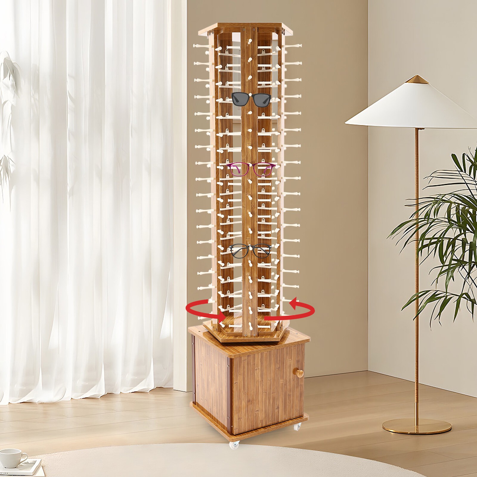 90 Pair 5-Sided Sunglasses Rack Display Stand Case Floor Sunglasses Display Rack