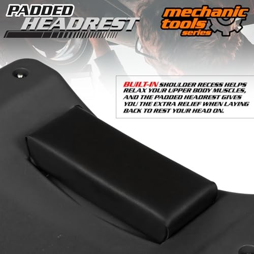 Mechanic Roller Creeper with Padded Headrest, Dual Tool Trays 40" Black