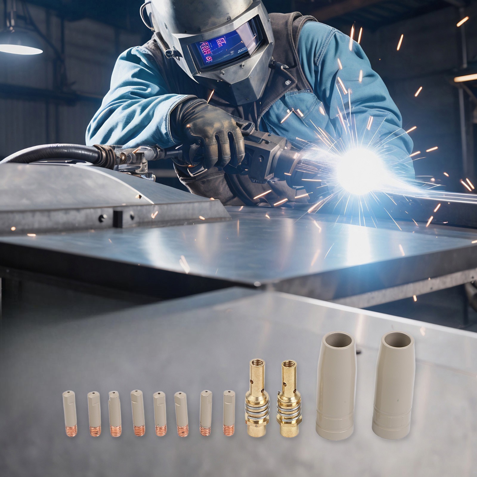 Efficient Slag Removal 12PCS Coating Protection Nozzle Set for 15AK Welders