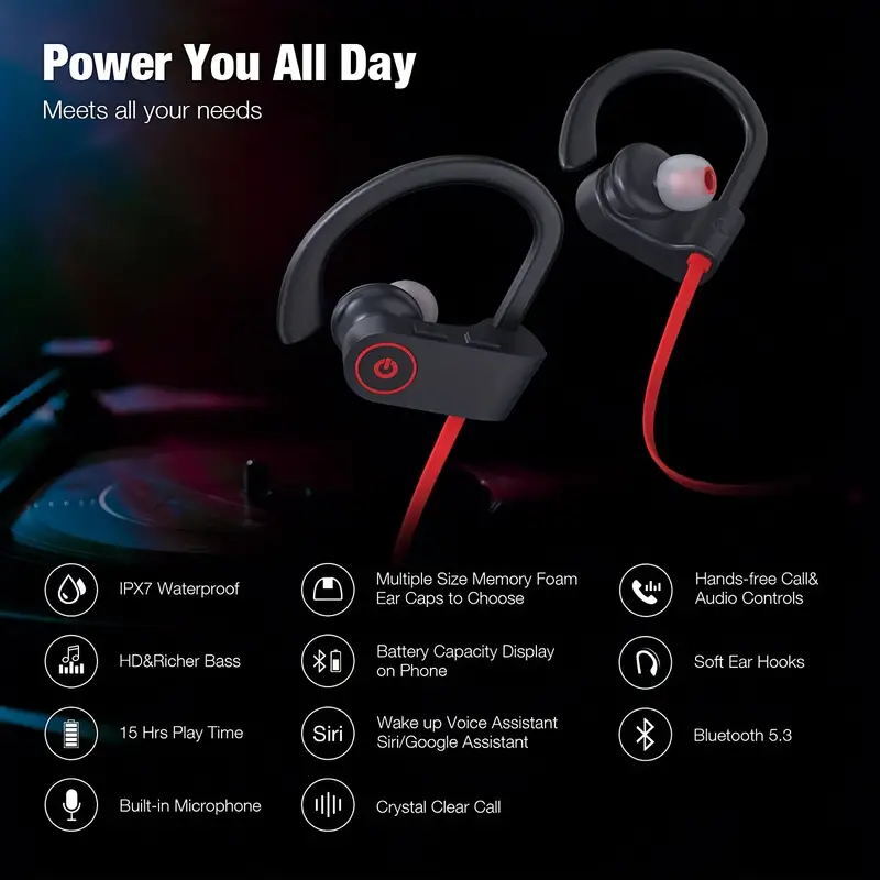 Waterproof Bluetooth 5.0 Stereo Sport Wireless Headphones in Ear Headset lot USA