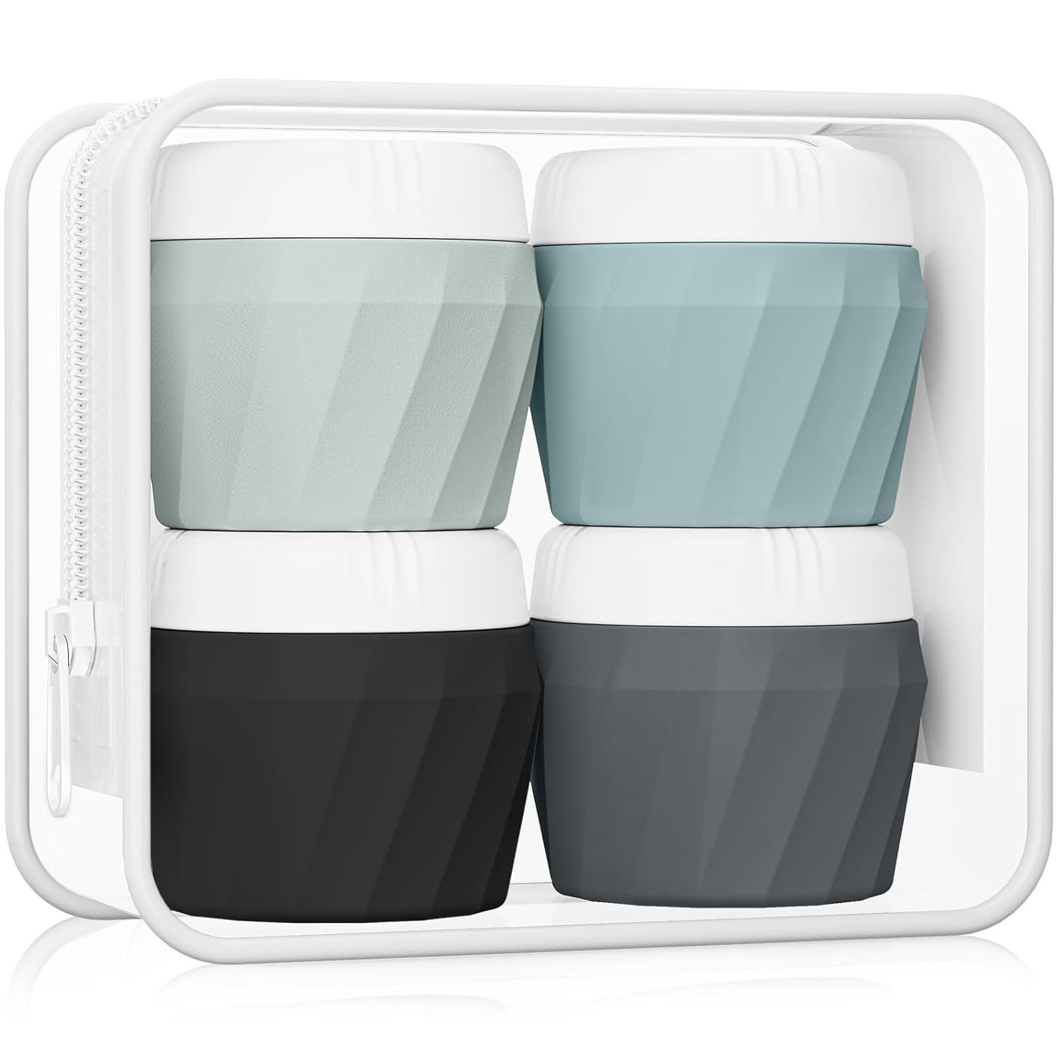 Travel Containers for Toiletries, Premium Silicone Cosmetic Cream Jars, Gray
