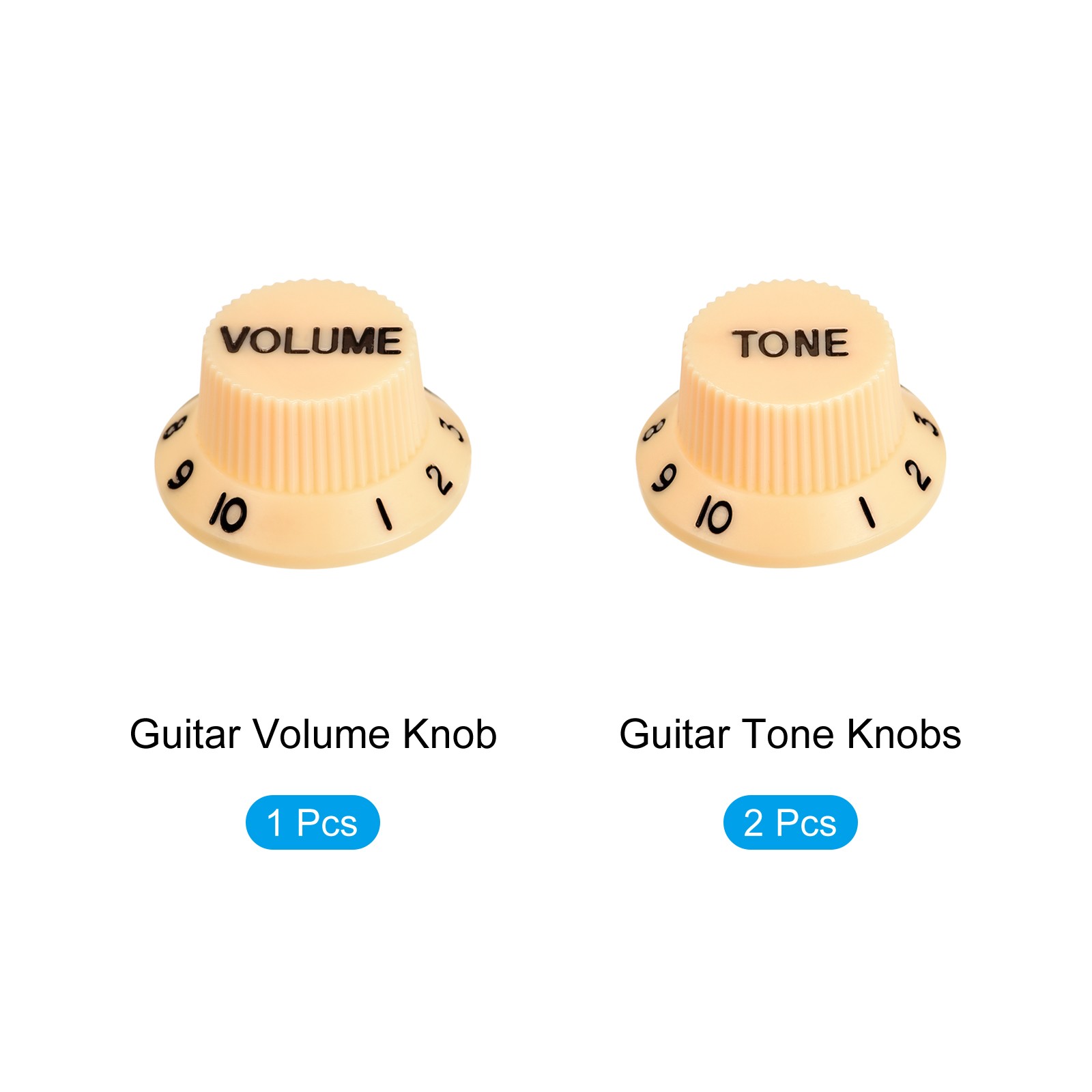 Speed Control Knobs 1Volume 2Tone Cream with Black Characters