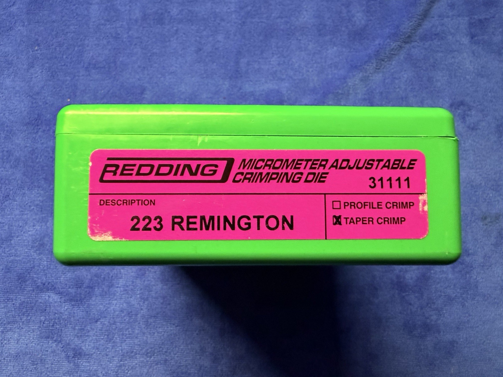 Redding Micrometer Adjustable Taper Crimp Die-223 Remington (31111) - New