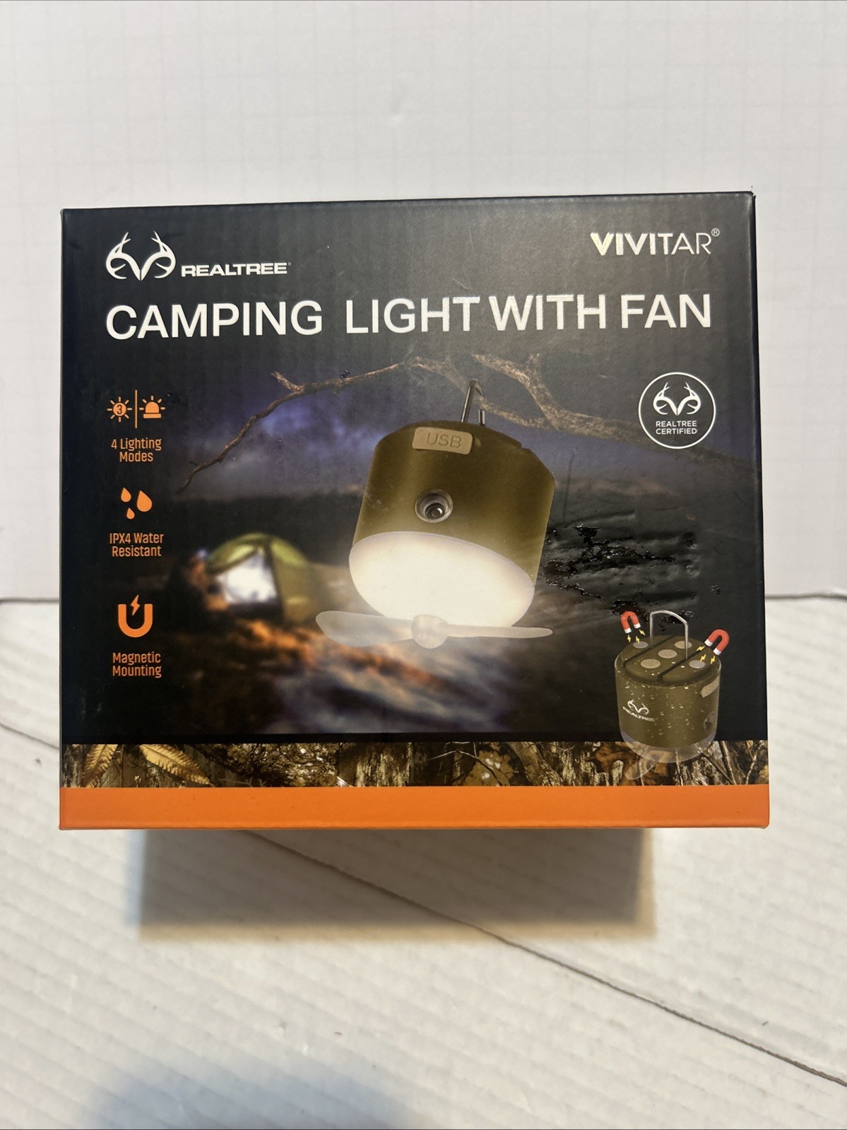 Realtree Vivitar Portable Camping Light  with Fan4 Modes Magnetic