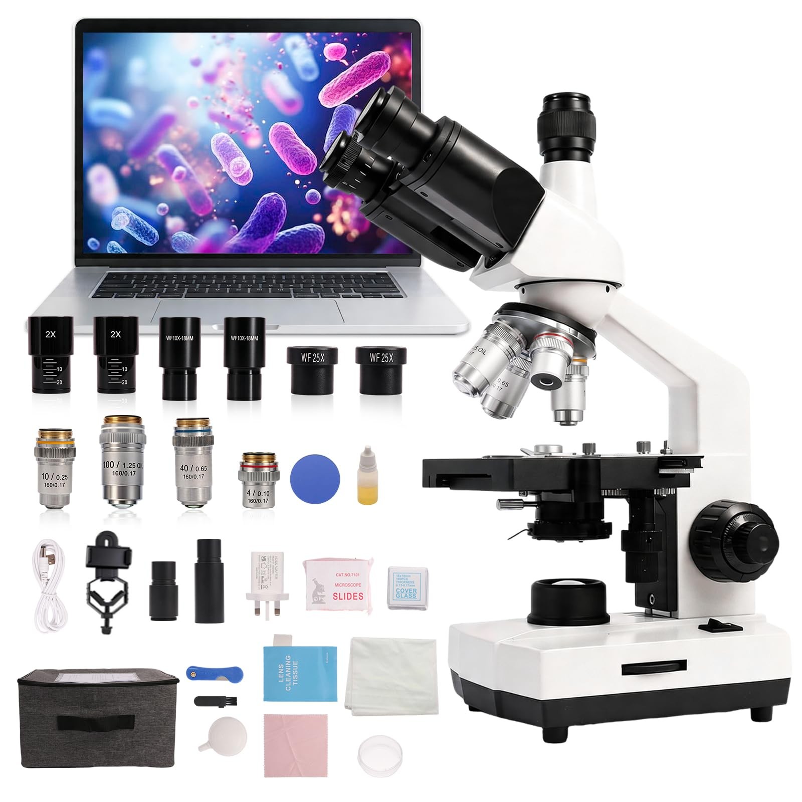 SWIFT SW320T 40X-5000X Trinocular Microscope with 2MP Camera, Black,White