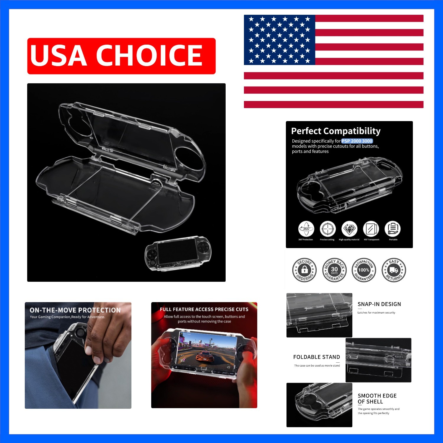 Hard Shell Case Cover Compatible with PSP 2000/3000,Transparent Protective Ca...