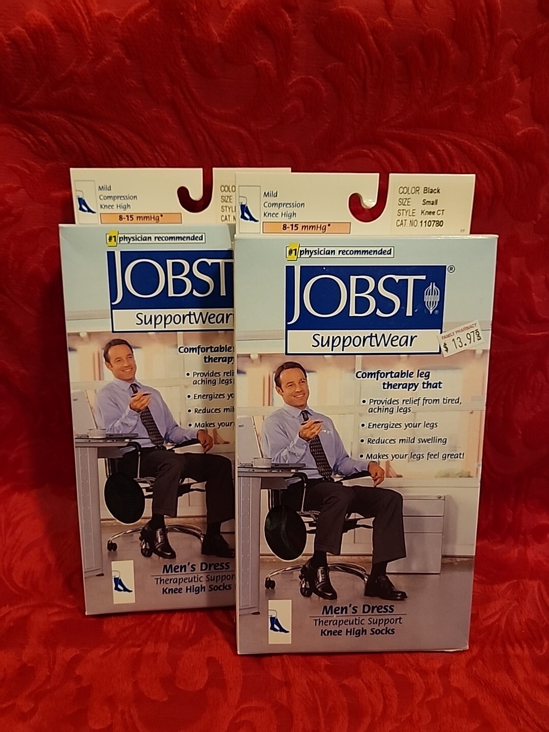 JOBST Mens Lot Of 2 Knee Hi CT Dress Socks 8-15mmHg Black Small New In Box