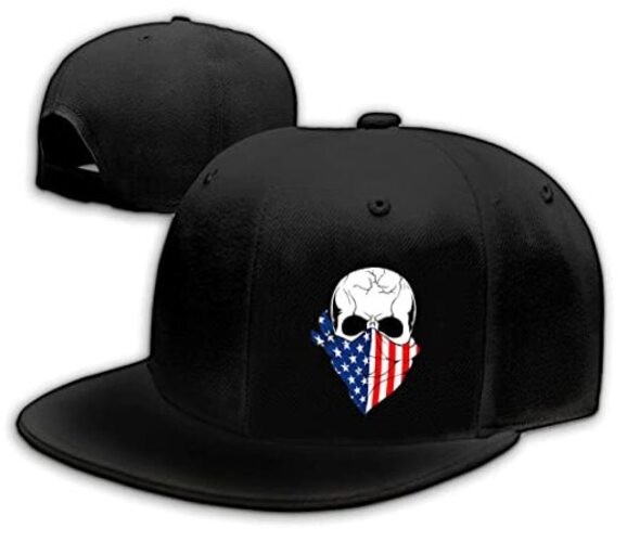 Skull Finger Flat Bill Hats for Men Black Mens Snapback Hat 1 Flag Scarf