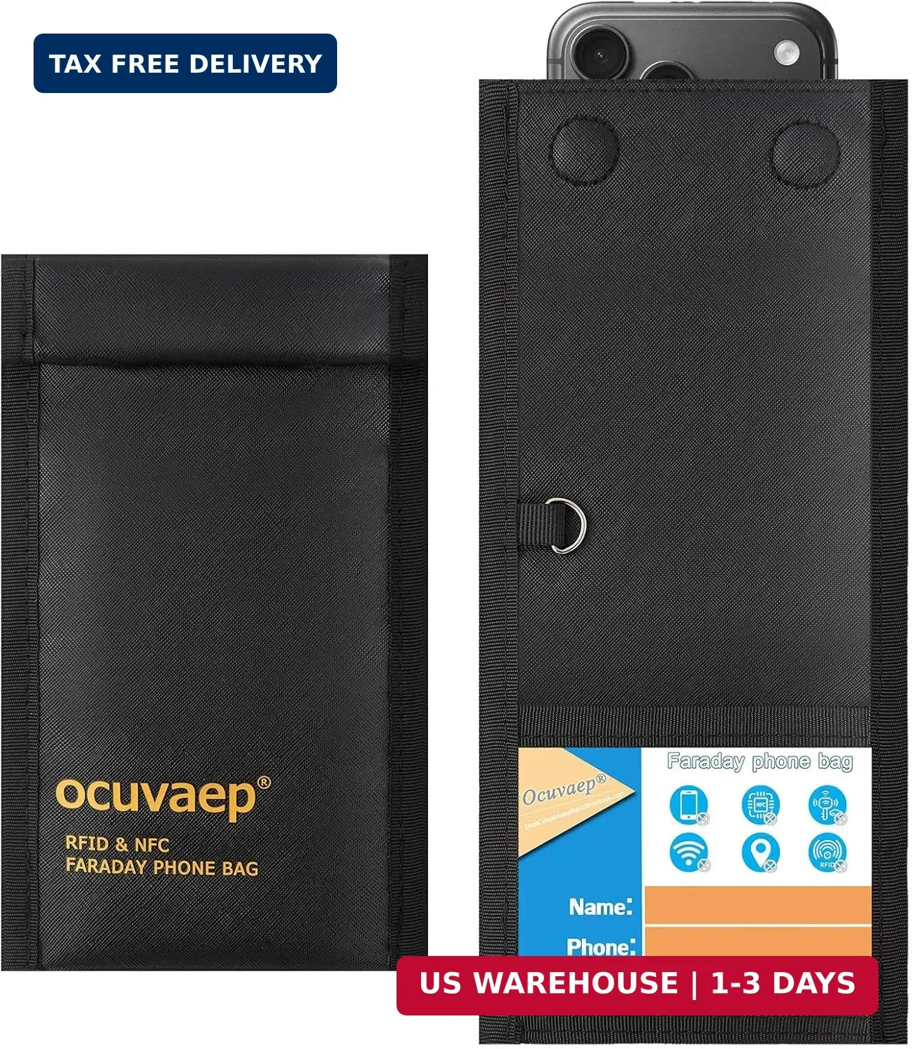 Faraday Bags for Phones & Car Keys [2 Pack] | Military Grade Signal Blocker, RFI